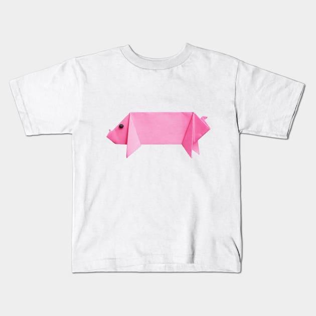 Cute origami pig Kids T-Shirt by theorigamiuniverse